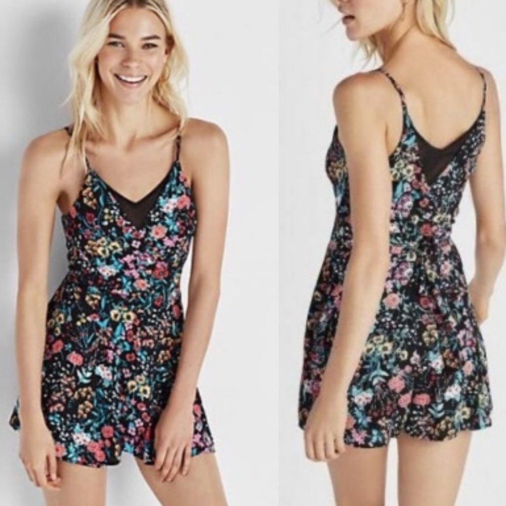 Express Black Floral Summer Romper Dress Size 0